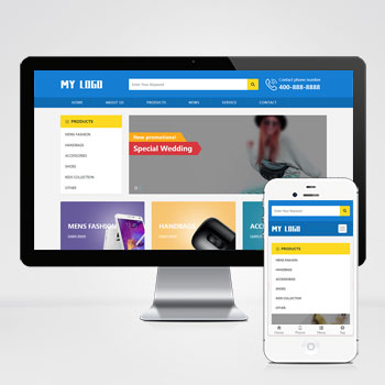 响应式蓝色外贸英文网站